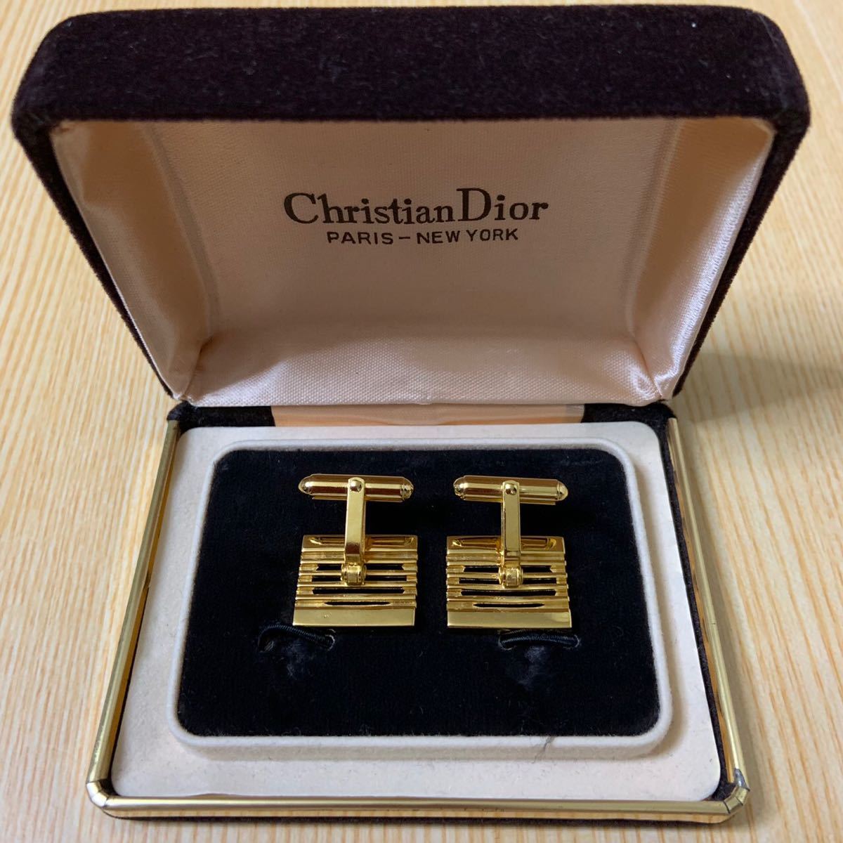 Christian Dior クリスチャン ディオール カフスボタン スクエア型 ゴールド 紳士