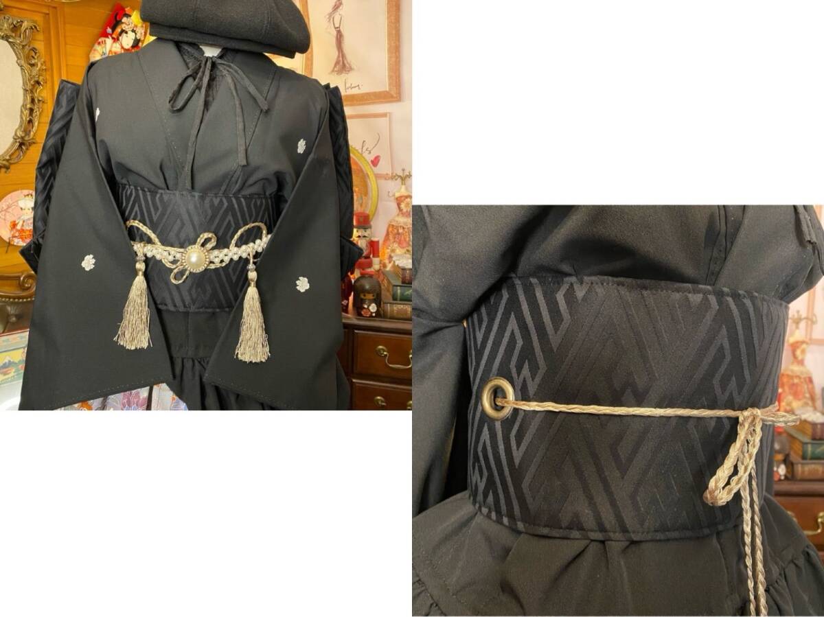 和洋折衷 黒留袖 着物 ミニ丈ワンピース ドレス 2部式作り帯 和 和洋折衷 黒留袖 着物 ミニ丈ワンピース ドレス 2部式作り帯 和