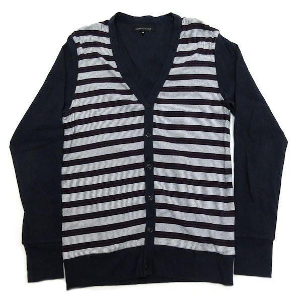  Ships /SHIPS GENERAL SUPPLY border pattern long sleeve cardigan * navy blue [M]MENS