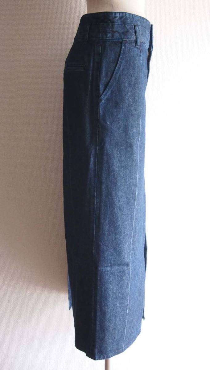 u148[ новый товар не использовался 26,000 иен ] Япония бренд ritolito Denim юбка длинная юбка разрез юбка 36 джинсы юбка Denim темно-синий 