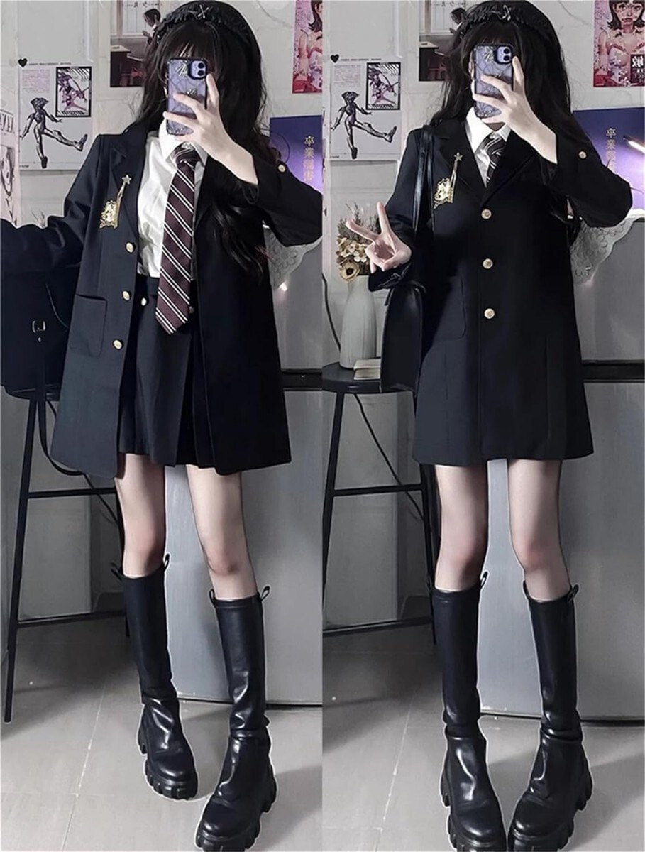 新品 定価7 280円 L 黒 ロング丈 ブレザー 制服コスプレ 4点 新品 定価7 280円 L 黒 ロング丈 ブレザー 制服コスプレ 4点