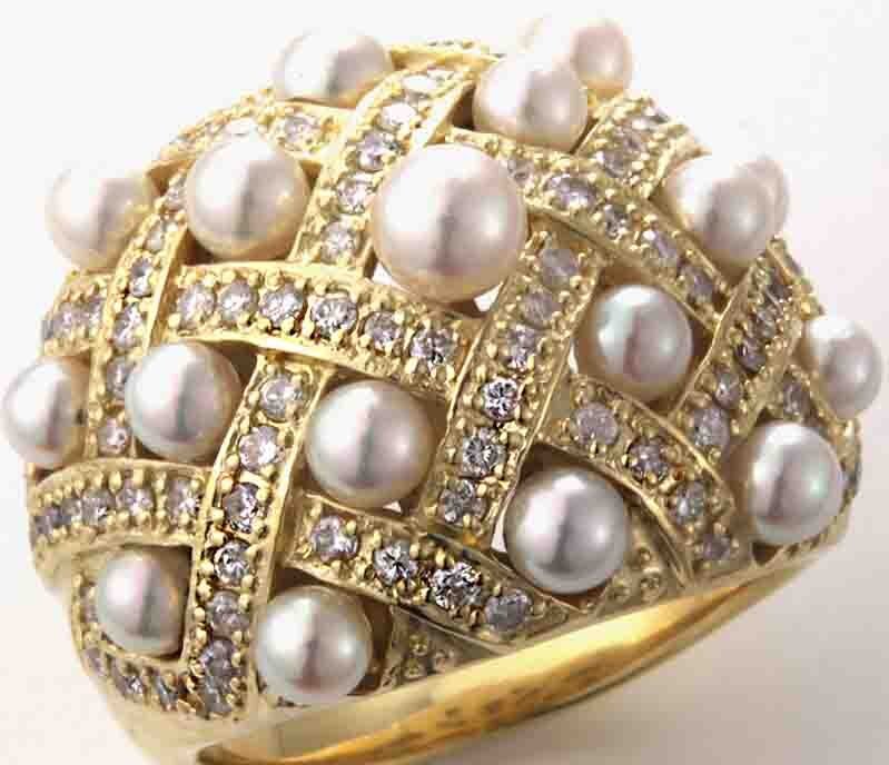* Mini Akoya жемчуг 17.+ dia 1.0ct. k18 производства 12 номер кольцо *17.4g/IP-6678