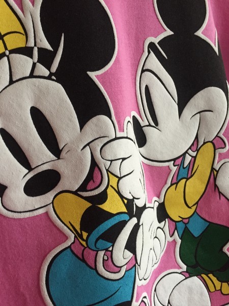 [MICKEY&CO.] футболка M Mickey & minnie вспененный принт Disney розовый USA производства 90s Vintage 