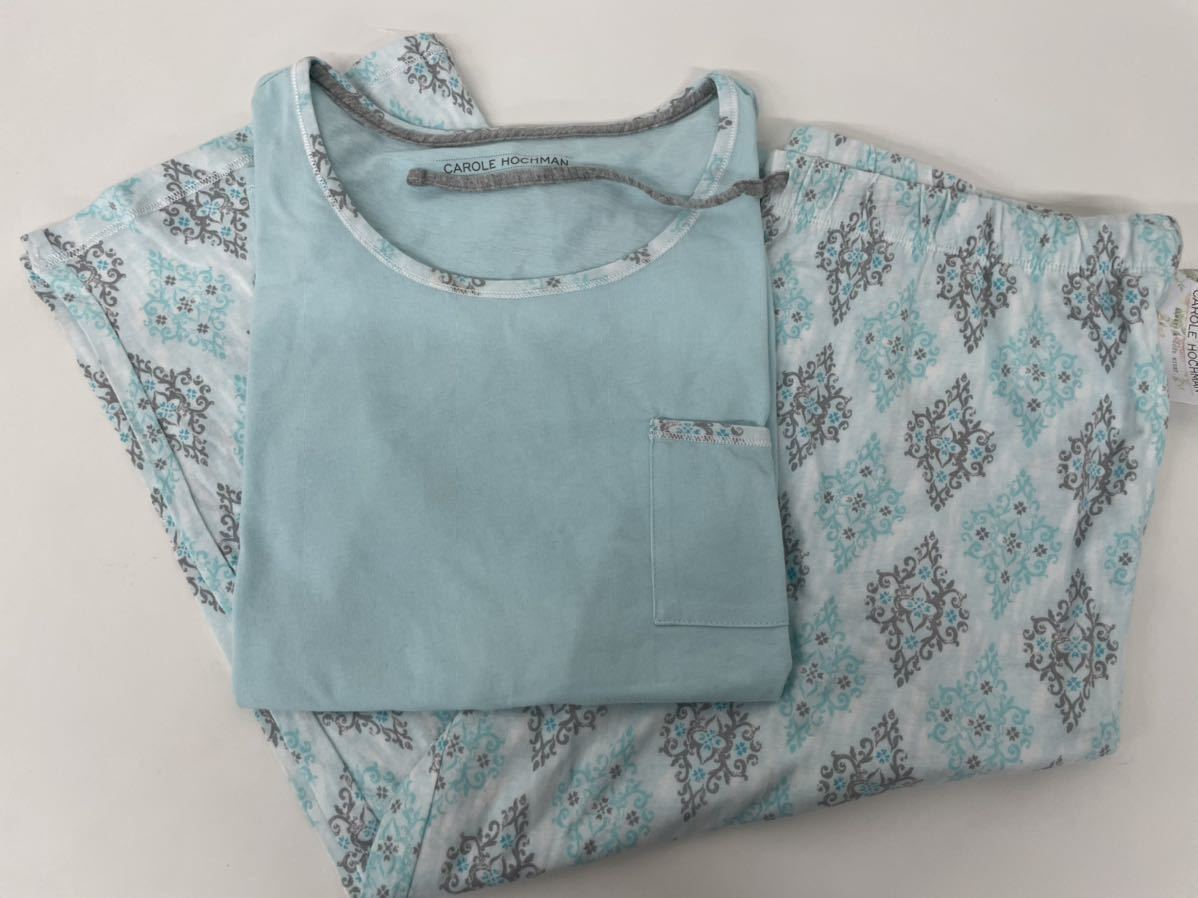  new goods # Carol Hoffmann lady's room wear pyjamas M 3 point set light blue 