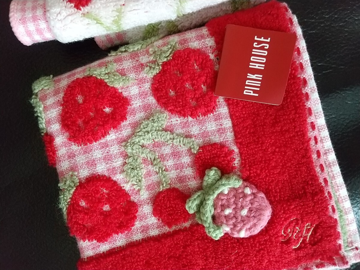 PINK HOUSEピンクハウス いちご&さくらんぼタオルハンカチ2枚 PINK HOUSEピンクハウス いちご&さくらんぼタオルハンカチ2枚