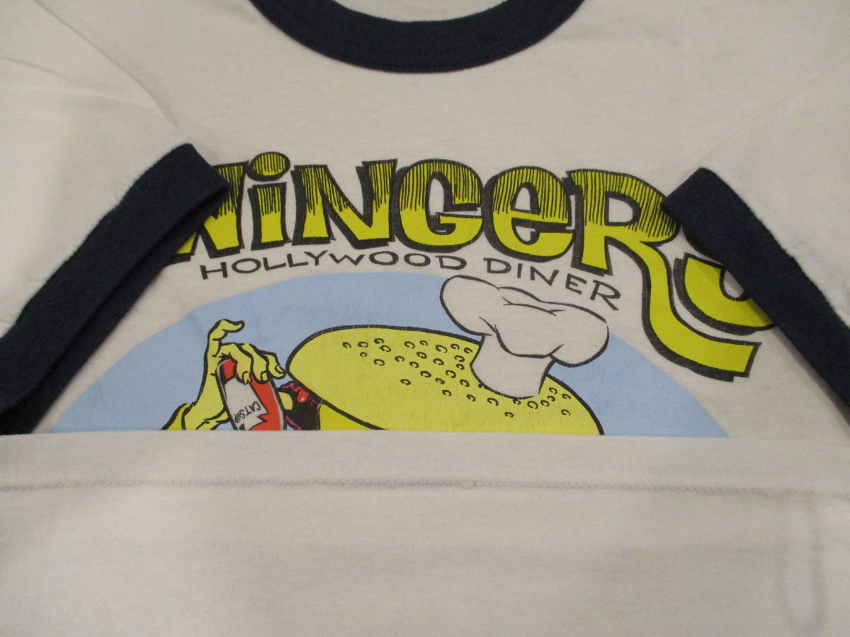 90's SWINGERS HOLLYWOOD DINER COOP ハンバーガー モンスター レッドデビル ホットロッド ビンテージ リンガー Tシャツ USA製 L_画像9