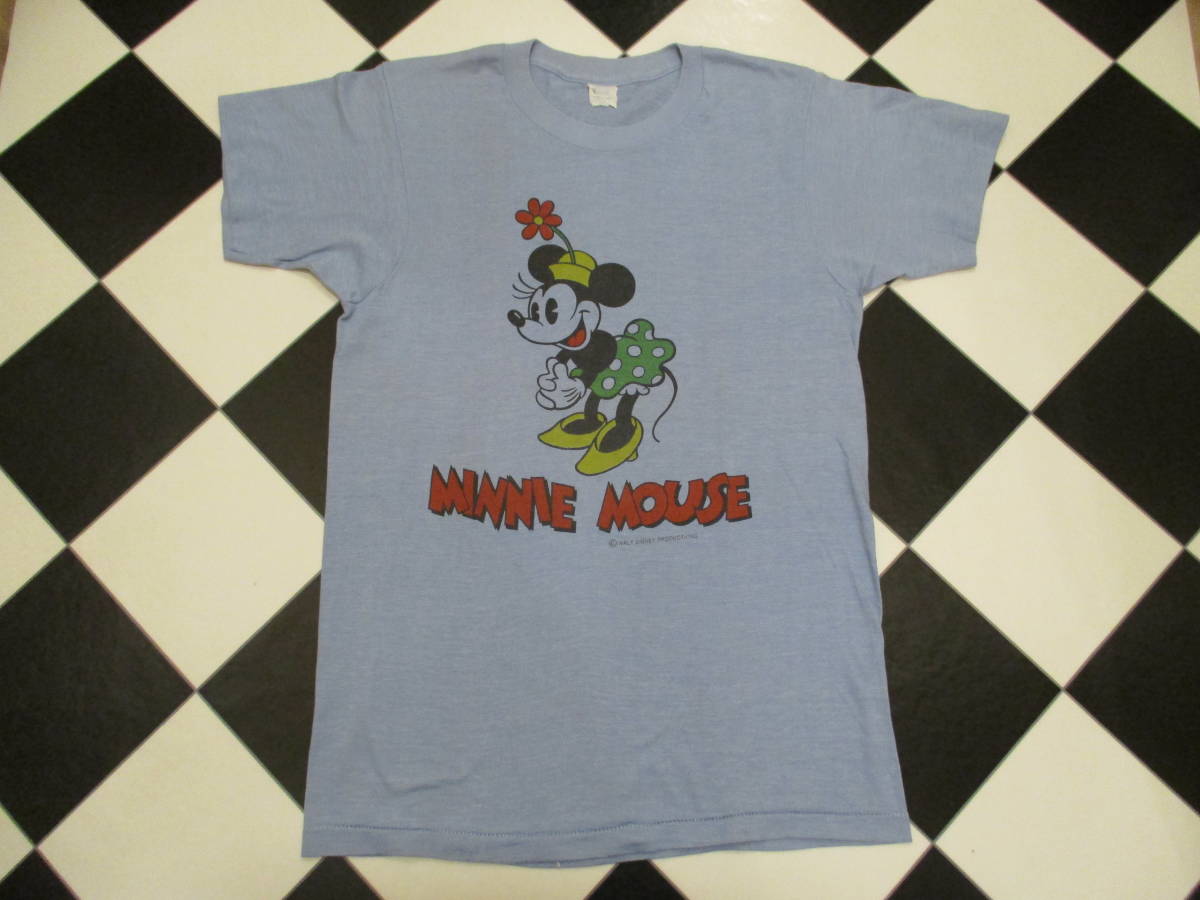 70\'s MINNIE MOUSE Minnie Mouse футболка Vintage Old OLD USA производства Disney двусторонний принт пятно включая M / Mickey 