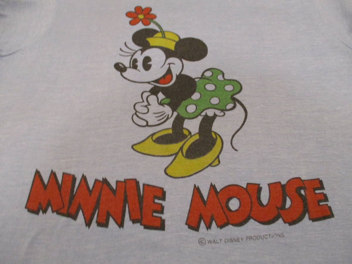 70\'s MINNIE MOUSE Minnie Mouse футболка Vintage Old OLD USA производства Disney двусторонний принт пятно включая M / Mickey 