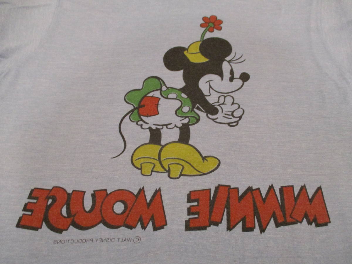 70\'s MINNIE MOUSE Minnie Mouse футболка Vintage Old OLD USA производства Disney двусторонний принт пятно включая M / Mickey 