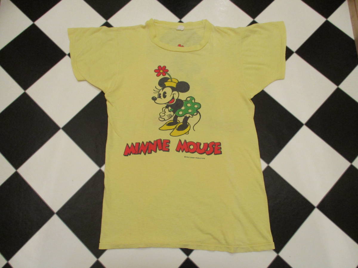 70's MINNIE MOUSE ミニーマウス Tシャツ ビンテージ オールド OLD ディズニー 両面プリント 染み込み / ミッキー