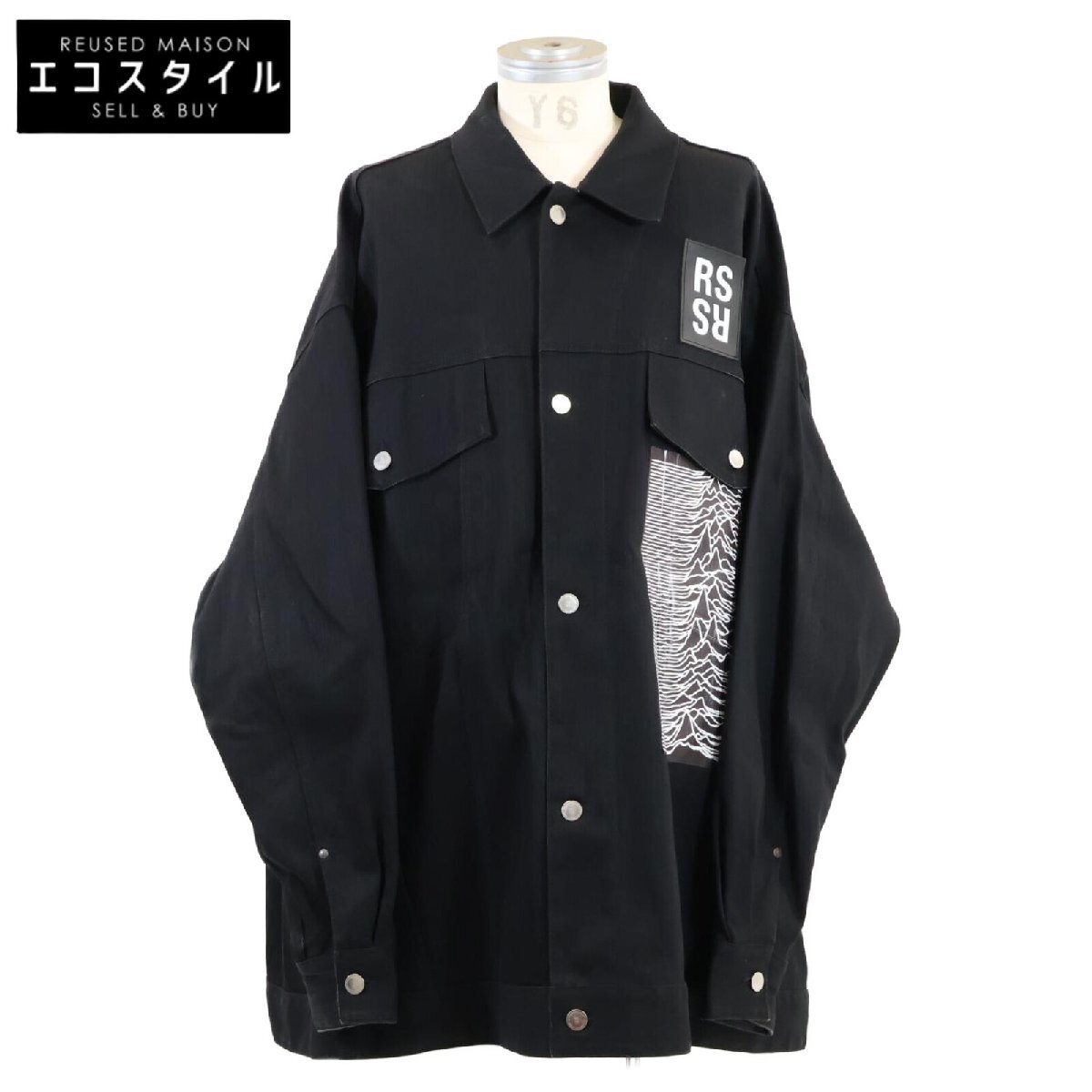 美品/ RAF SIMONS ラフシモンズ 181-723 JOY DIVISION DENIM JACKET オーバーサイズ デニム ジャケット M ブラック メンズ