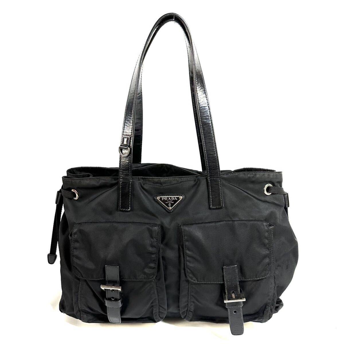 希少品】PRADA プラダ ナイロン レザーハンドル トートバッグ 希少品】PRADA プラダ ナイロン レザーハンドル トートバッグ