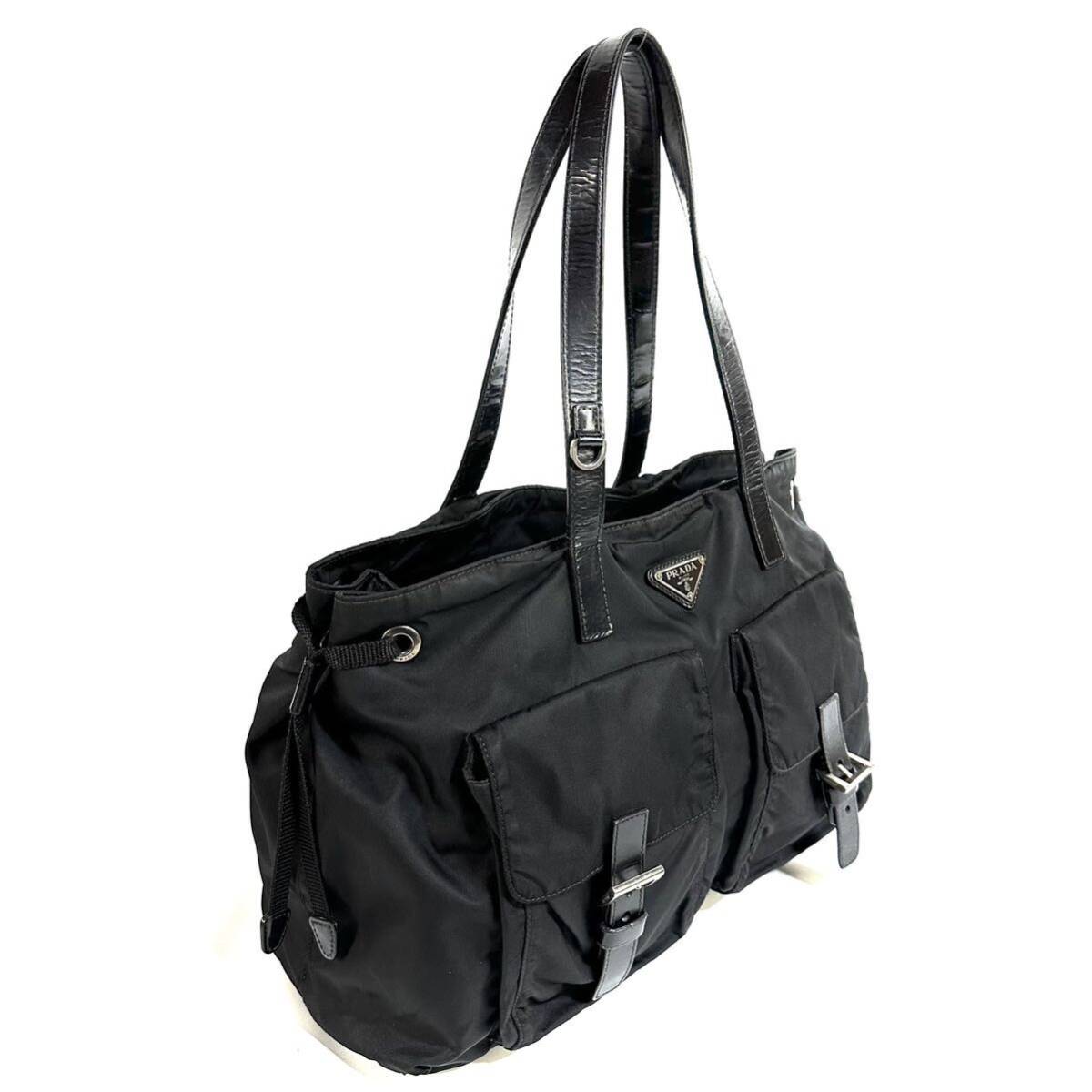 希少品】PRADA プラダ ナイロン レザーハンドル トートバッグ 希少品】PRADA プラダ ナイロン レザーハンドル トートバッグ