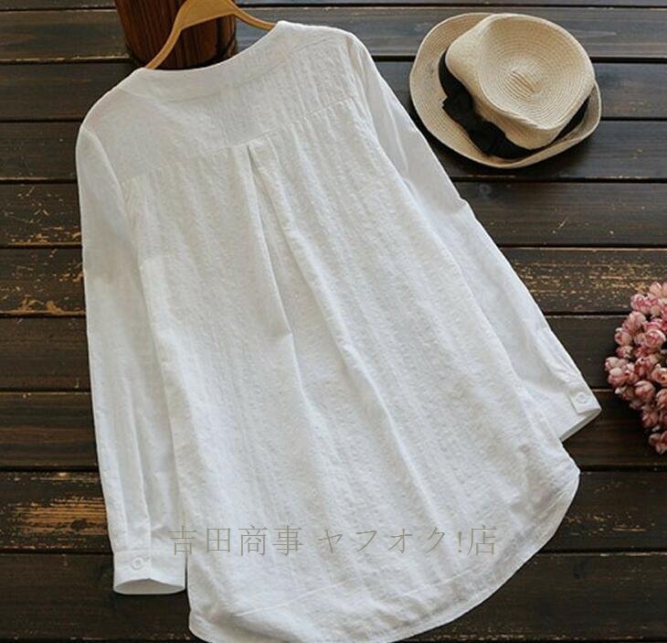 A7394* new goods this season casual tops wonderful embroidery . race easy large size long sleeve blouse tunic white L size selection possible 