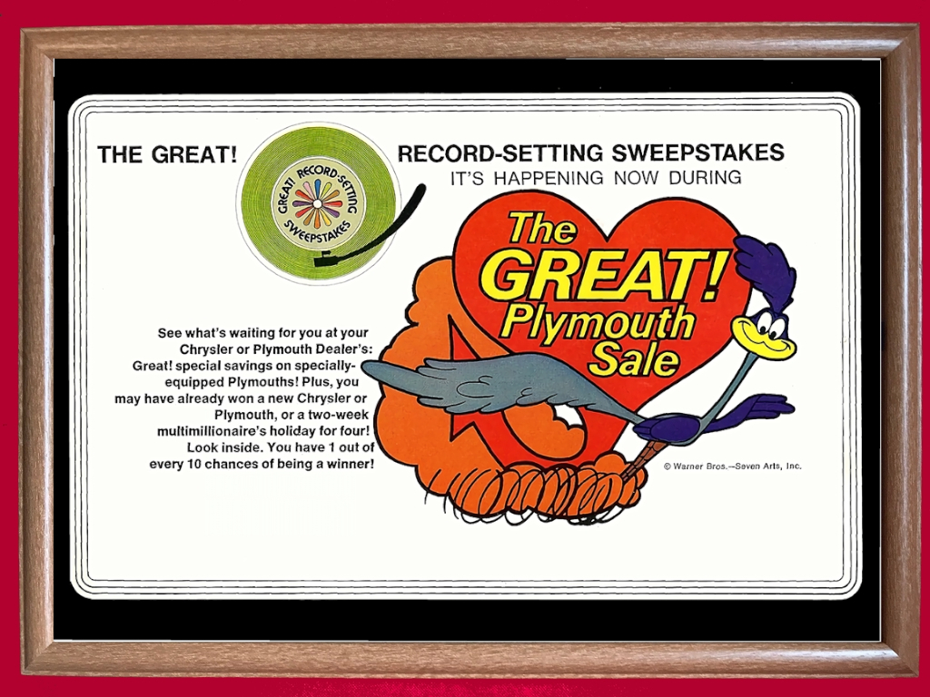 *1969 plymouth * Roadrunner *s.-p* stay ks( prize lot ) poster *Mopar/mopa-/Dodge/Plymouth/ coyote / Setagaya base 