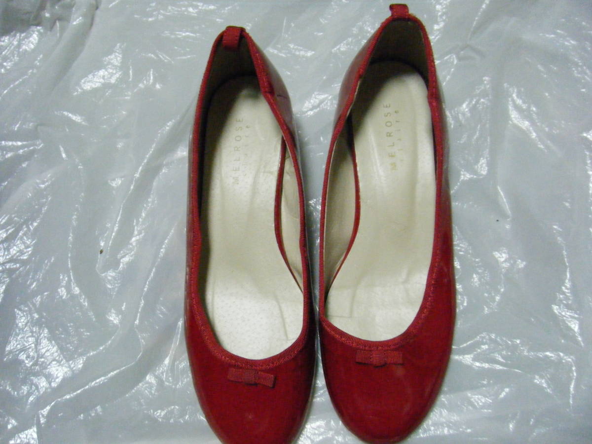 メルローズ クレール MELROSE claire パンプス シューズ 靴 サイズM 赤 く804_画像1