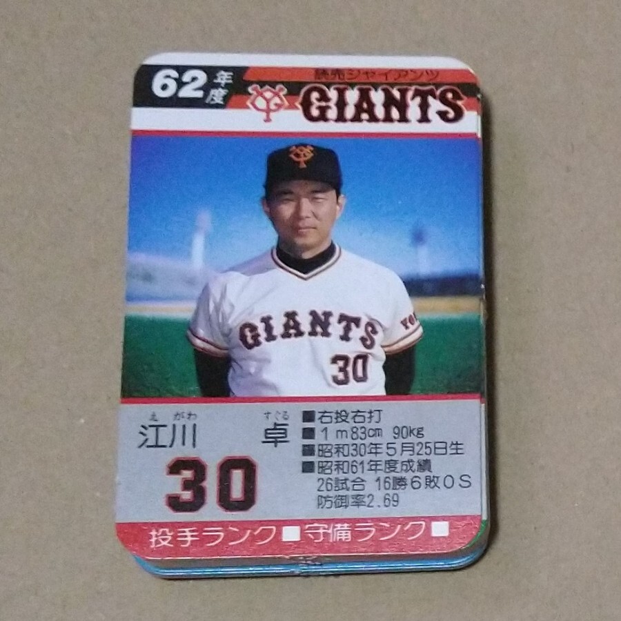タカラ プロ野球カードゲーム 62年度版 読売ジャイアンツ 讀賣 タカラ プロ野球カードゲーム 62年度版 読売ジャイアンツ 讀賣
