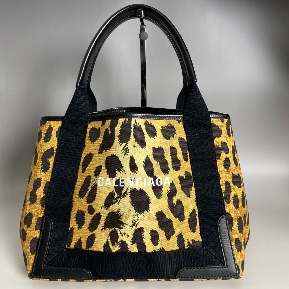 Balenciaga 美品 レオパード ネイビーカバス S ハンドバッグ 豹 Balenciaga 美品 レオパード ネイビーカバス S ハンドバッグ 豹