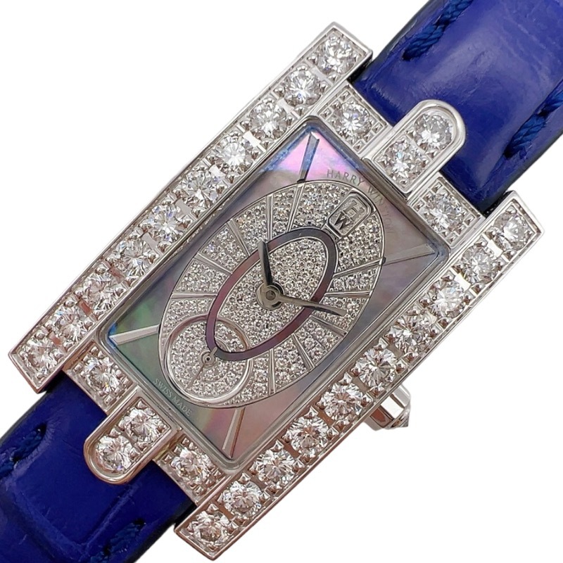 ハリーウィンストン HARRY WINSTON アヴェニューエリプティックブラックシェル AVEQHM21WW242 ブラックシェル K18ホワイトゴールド ダイヤ