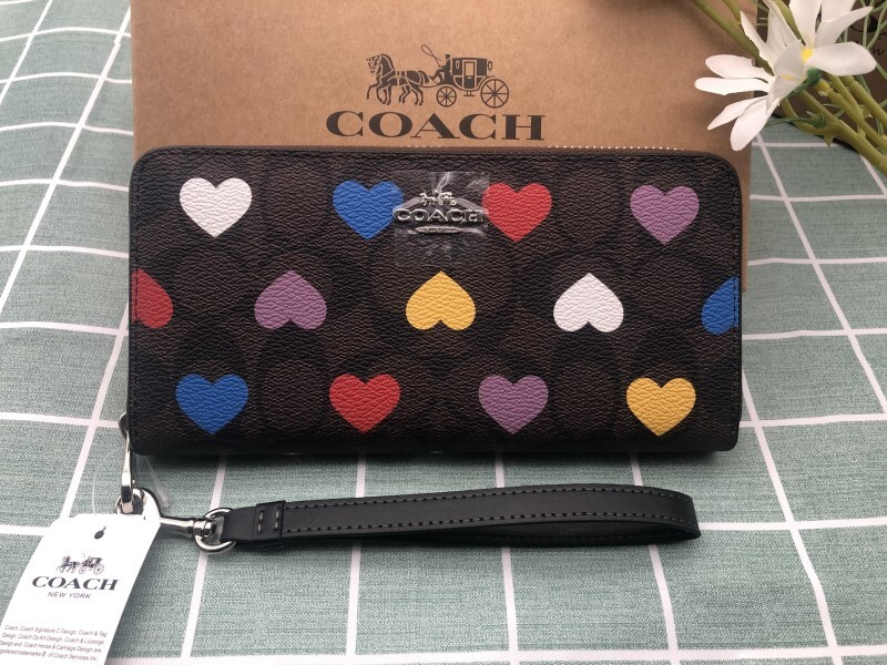 コーチ 長財布 COACH 財布 プレゼント 贈り物 ストラップ付き ブランド レザー 新品 シグネチャー ブラック レディース ギフト ロゴ A341