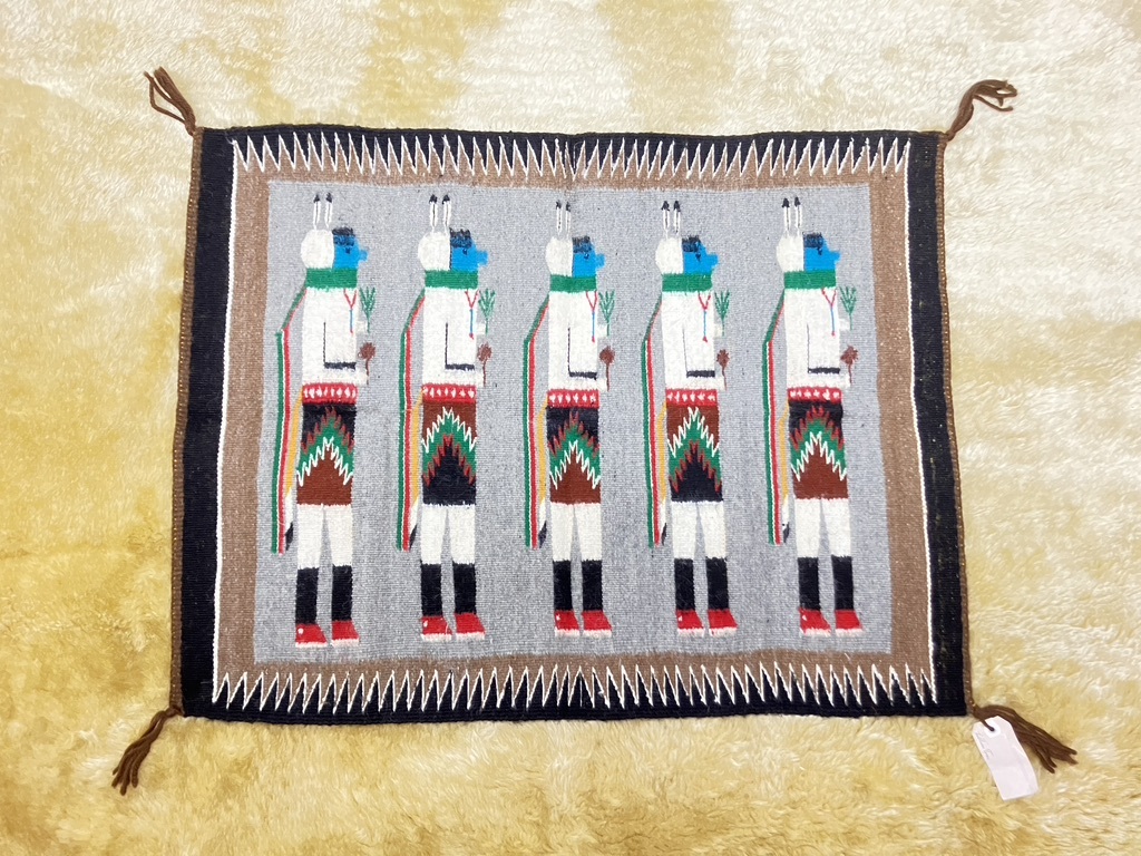 ナバホ ラグ 約73.5cm×56cm 未使用Tag付き ☆イェイ精霊 Navajo Rug ナバホ ラグ 約73.5cm×56cm 未使用Tag付き ☆イェイ精霊 Navajo Rug