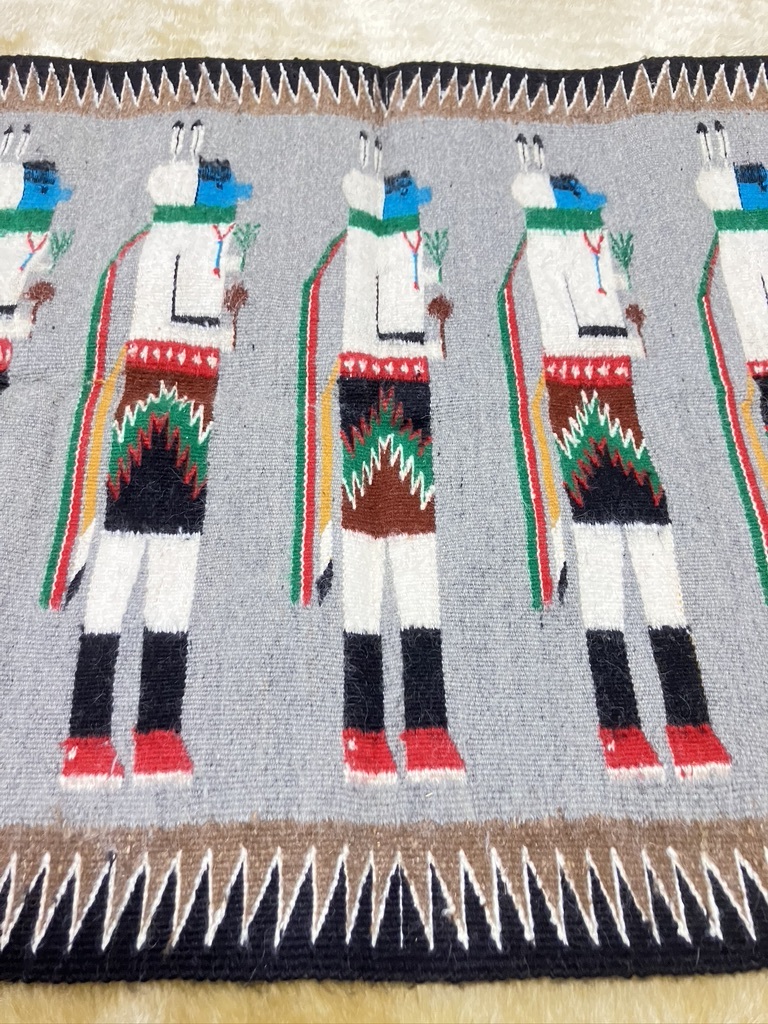 ナバホ ラグ 約73.5cm×56cm 未使用Tag付き ☆イェイ精霊 Navajo ナバホ ラグ 約73.5cm×56cm 未使用Tag付き ☆イェイ精霊 Navajo