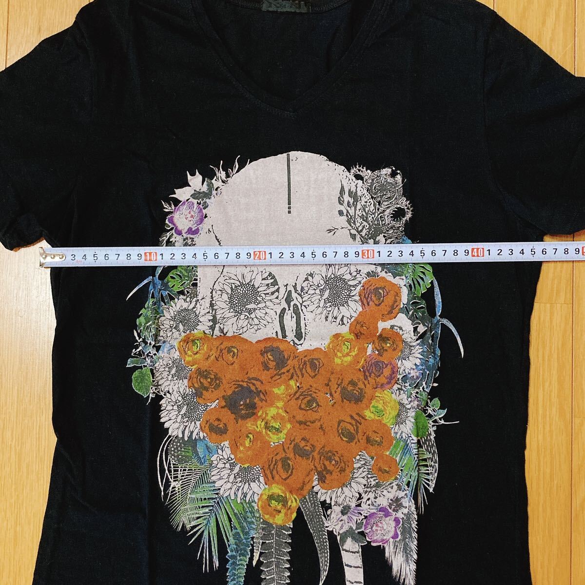 新品 KMRii フラワー スカル 斜め カットオフ Tシャツ サイズ1 新品 KMRii フラワー スカル 斜め カットオフ Tシャツ サイズ1