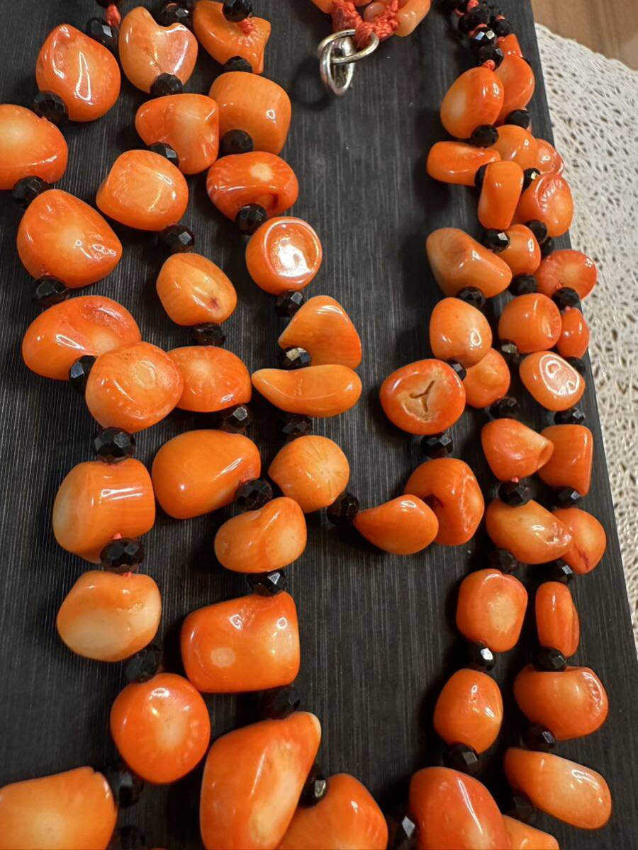 V-871 natural orange series .. coral 3 ream necklace 