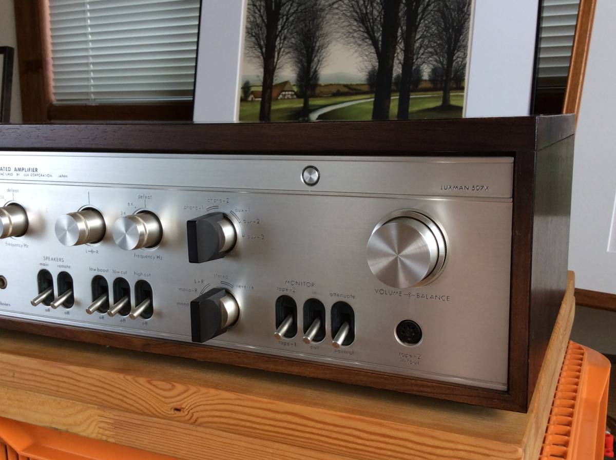 LUXMAN SQ507X pre-main amplifier. with defect goods. manual circuit map attaching. beautiful goods. including carriage.