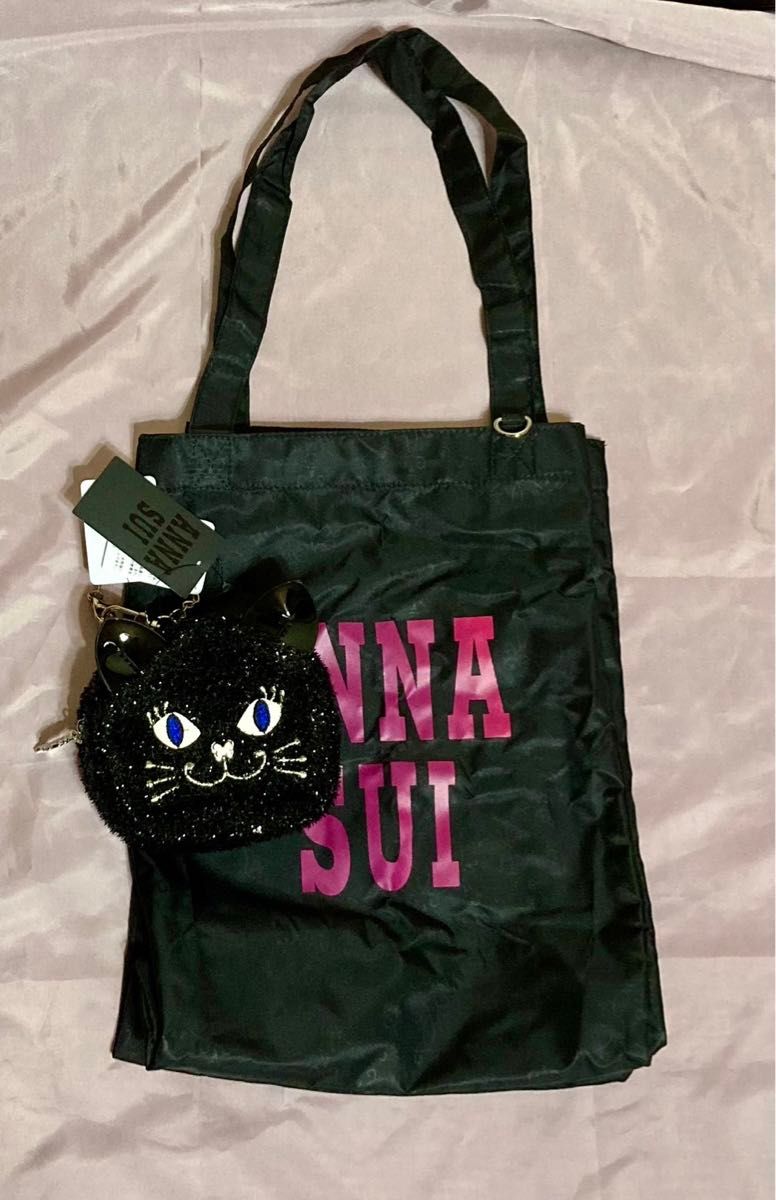 すぐ届く*アナスイ ポータブル トートバッグ ANNA SUI エコバッグ ポータブルトートバッグ ティティ 黒猫
