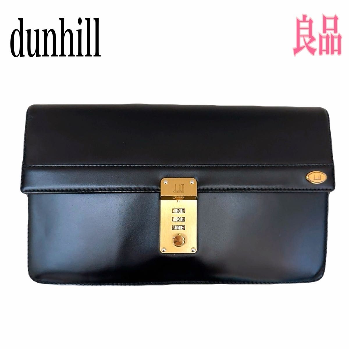 dunhill ダンヒル クラッチバッグ レザー ブラック系×ゴールド系 dunhill ダンヒル クラッチバッグ レザー ブラック系×ゴールド系