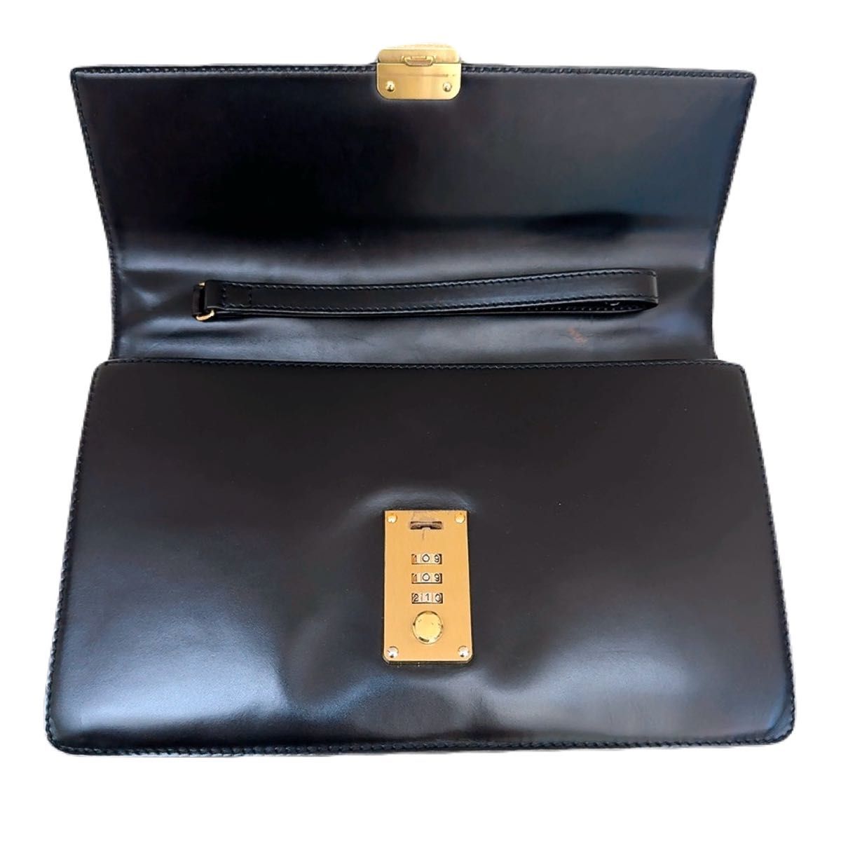 dunhill ダンヒル クラッチバッグ レザー ブラック系×ゴールド系 dunhill ダンヒル クラッチバッグ レザー ブラック系×ゴールド系