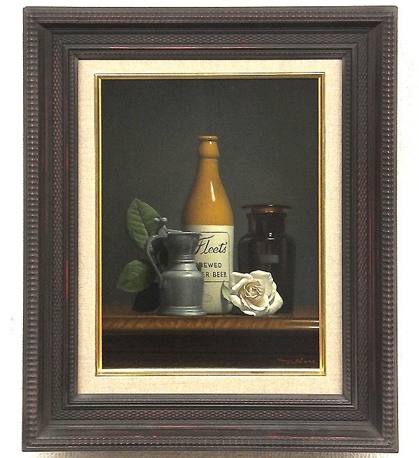 絵画 (L) GLC】岡野忠広 「静物」 油彩4号 リアリズム人気作家 百貨店個展多