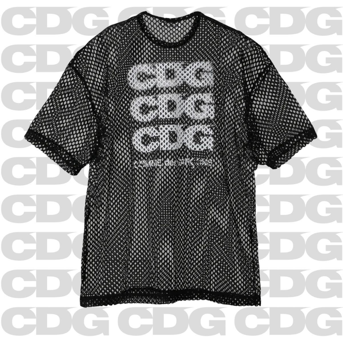 ★ユニセックス★CDG ロゴ オーバーサイズTシャツ ブラック CDG オーバーサイズメッシュTシャツ