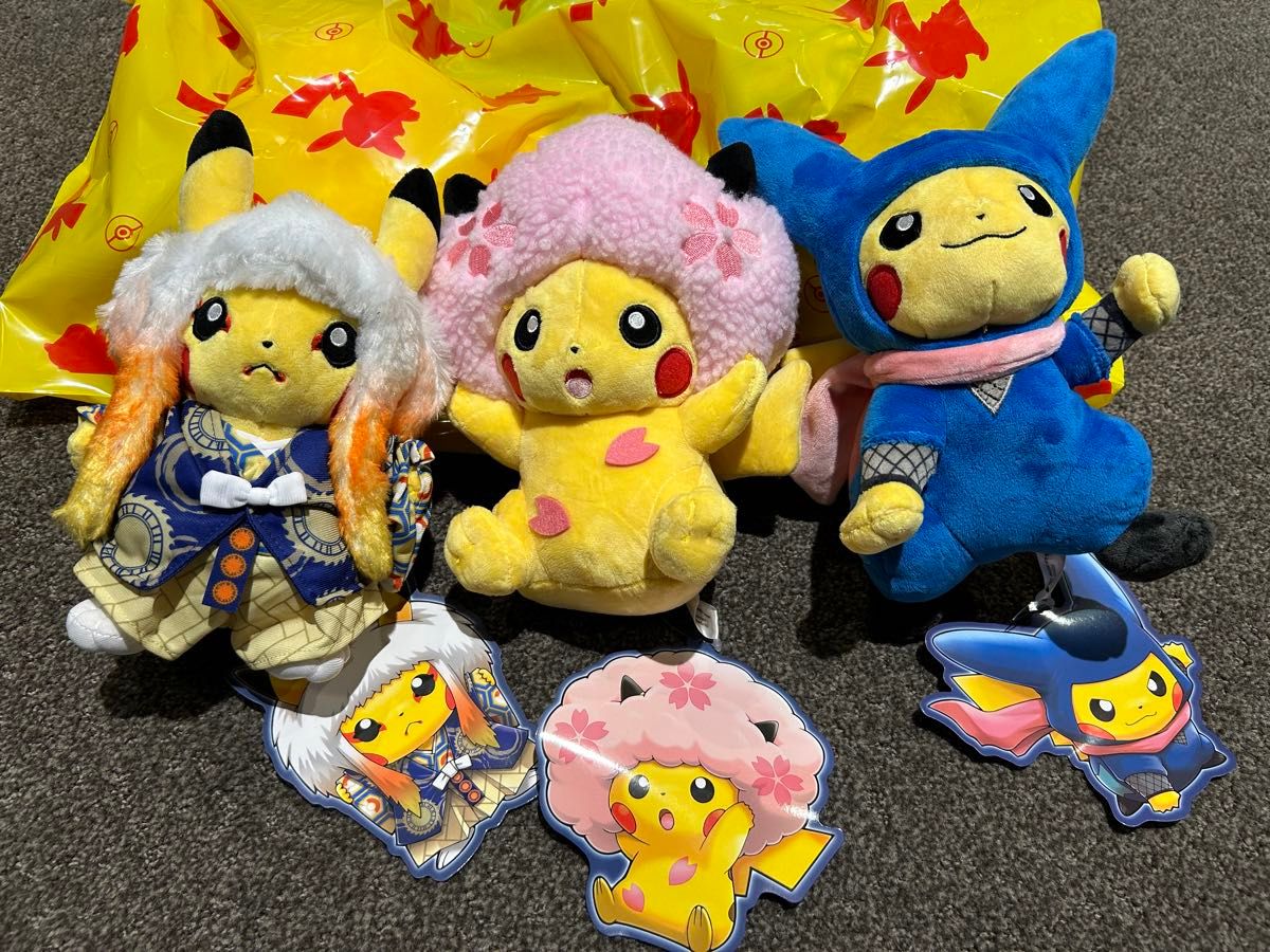 東京DX限定 ピカチュウ 3点セット 桜アフロ 忍者姿 歌舞伎風 東京DX限定 ピカチュウ 3点セット 桜アフロ 忍者姿 歌舞伎風
