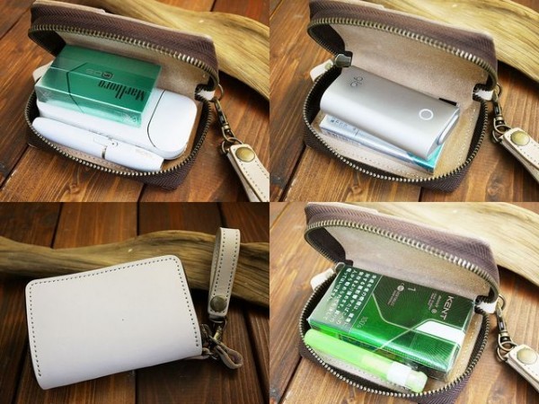  free shipping iQOS3 iQOS2.4Plus glo cigarettes turquoise fastener leather case hand made cow cow leather lsc24t tongue ( unbleached cloth )