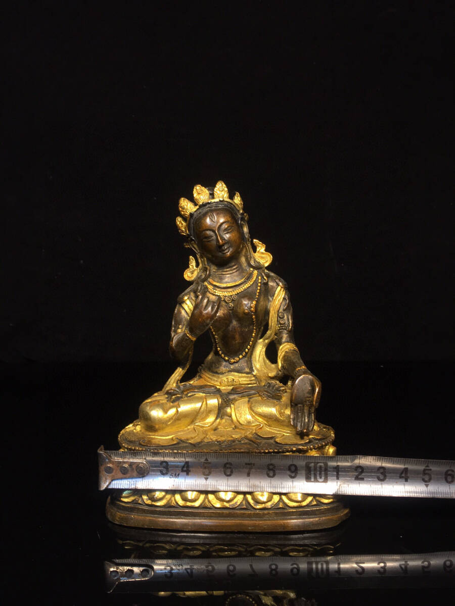 超珍館蔵】銅製 塗金 度母像 置物 古賞物 古美術品 稀少珍蔵品 超珍館蔵】銅製 塗金 度母像 置物 古賞物 古美術品 稀少珍蔵品