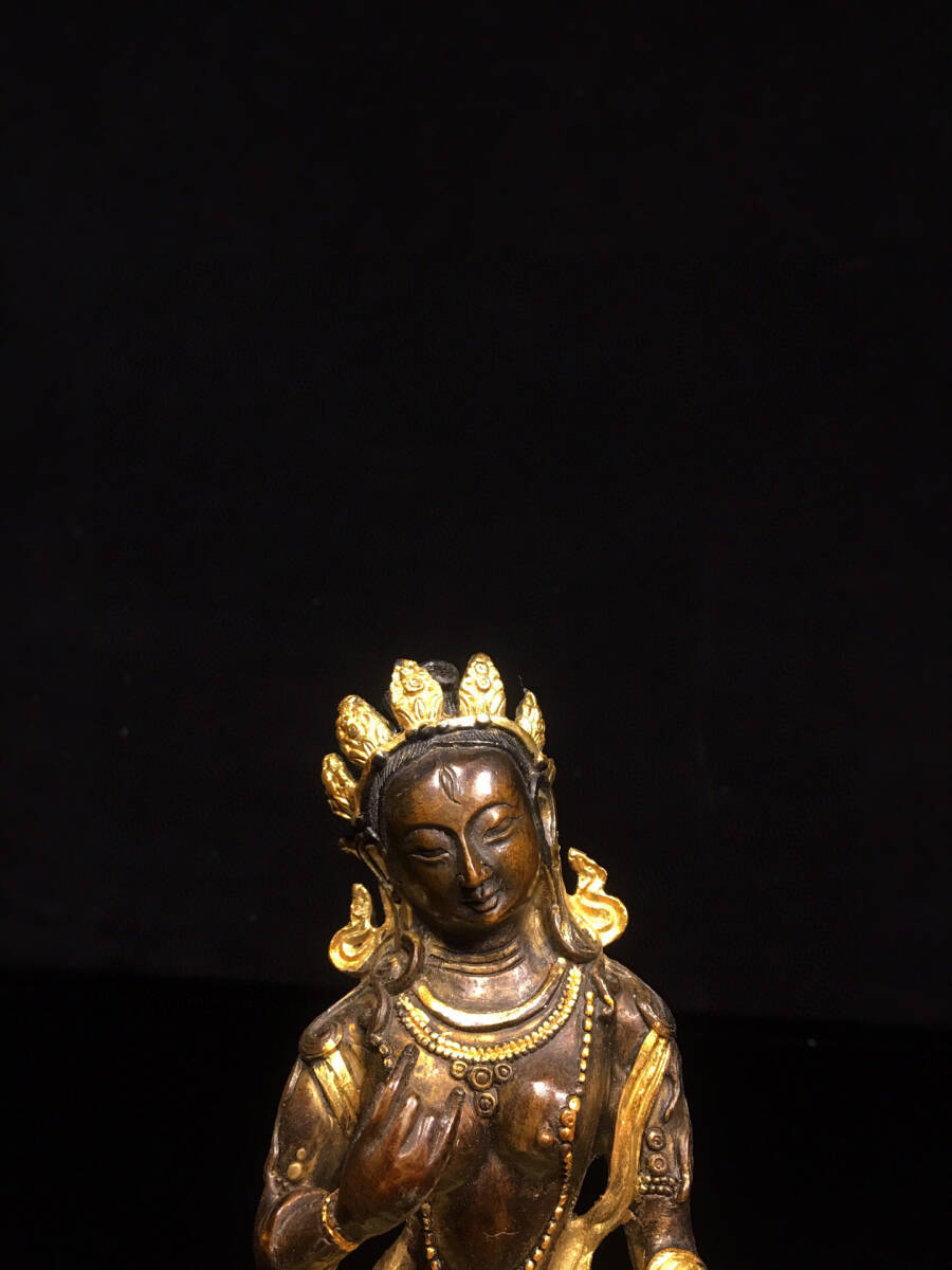 超珍館蔵】銅製 塗金 度母像 置物 古賞物 古美術品 稀少珍蔵品 超珍館蔵】銅製 塗金 度母像 置物 古賞物 古美術品 稀少珍蔵品