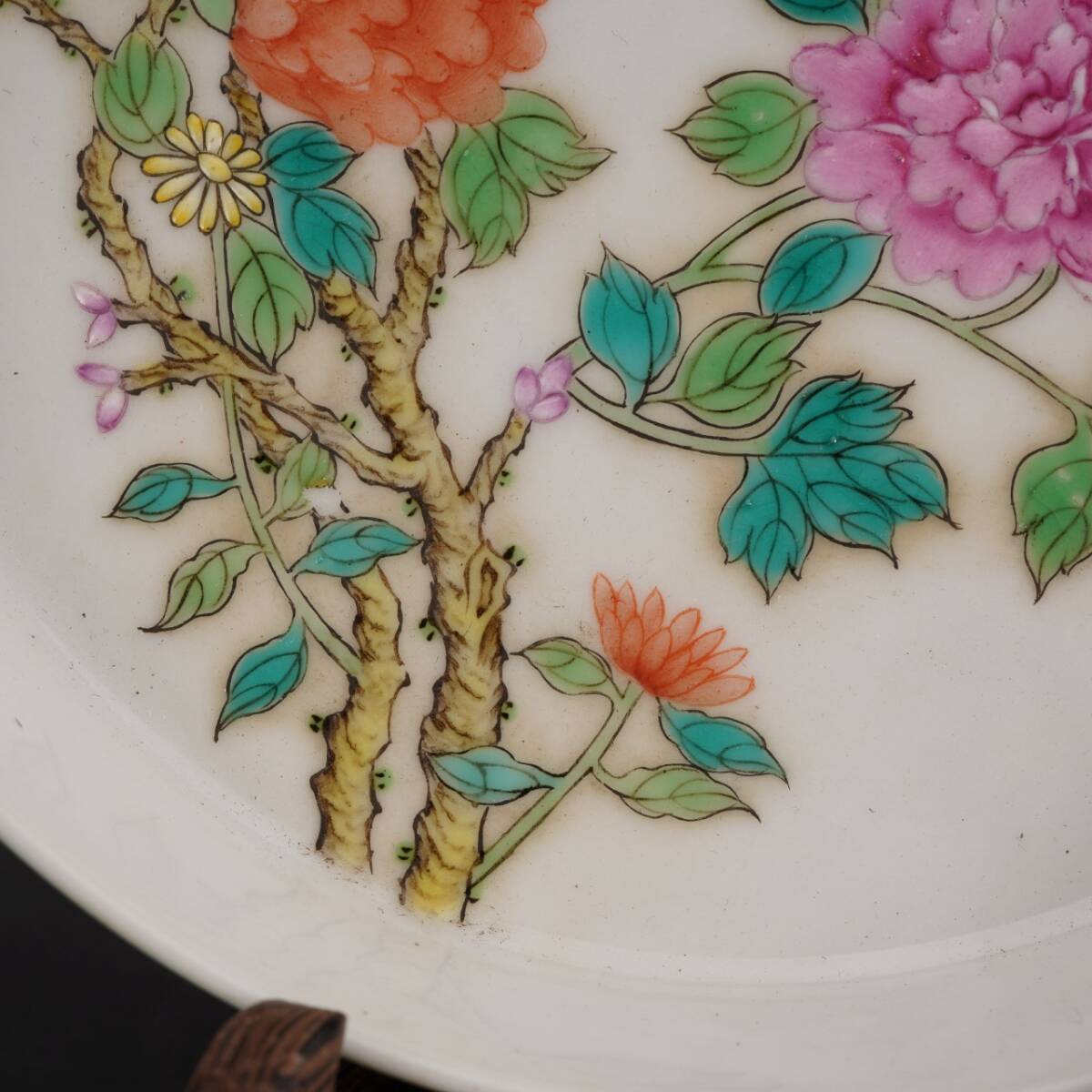 磁器 中國 清代 雍正御制 粉彩 花繪開片盤 唐磁 古陶磁器 時代物 磁器 中國 清代 雍正御制 粉彩 花繪開片盤 唐磁 古陶磁器 時代物