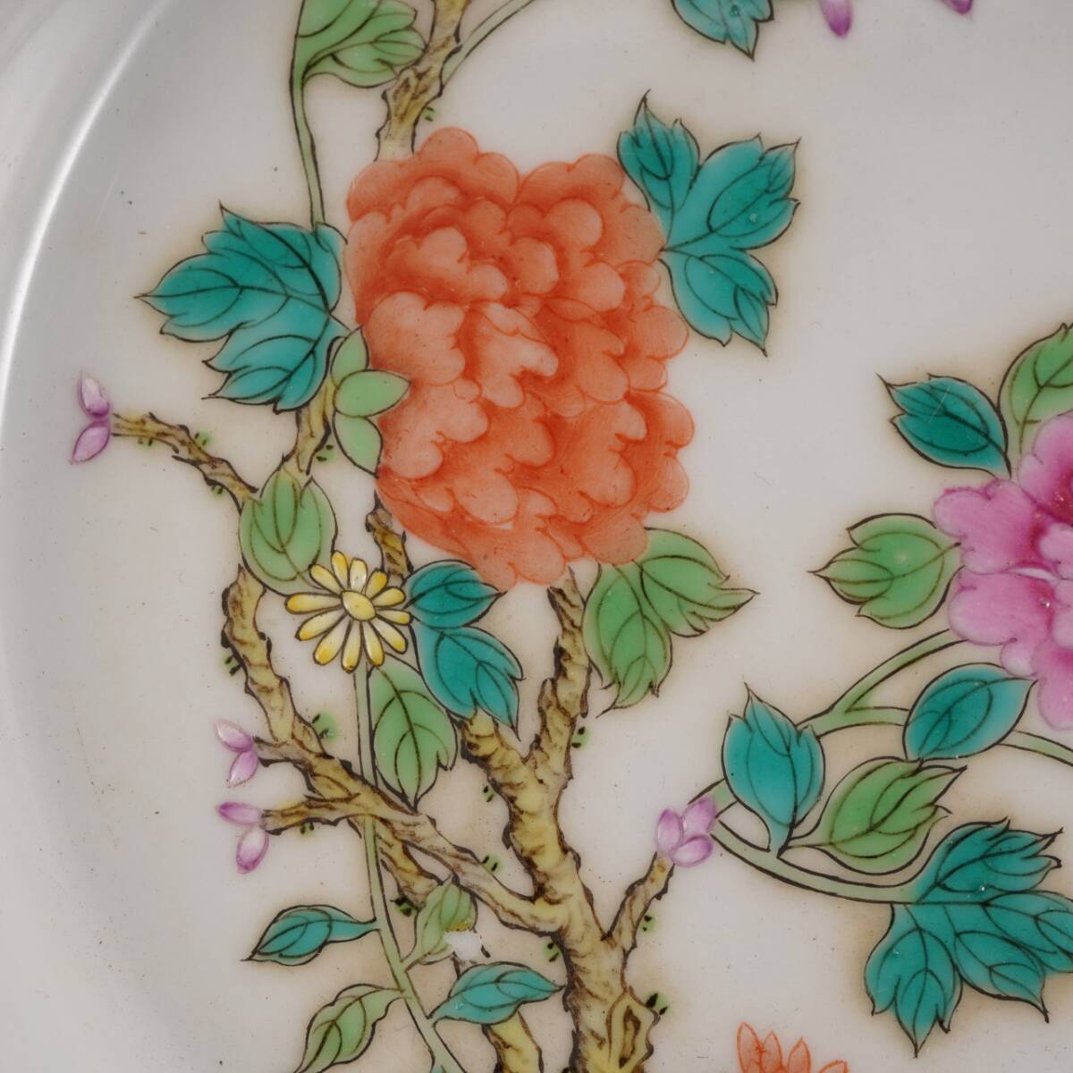 磁器 中國 清代 雍正御制 粉彩 花繪開片盤 唐磁 古陶磁器 時代物 磁器 中國 清代 雍正御制 粉彩 花繪開片盤 唐磁 古陶磁器 時代物
