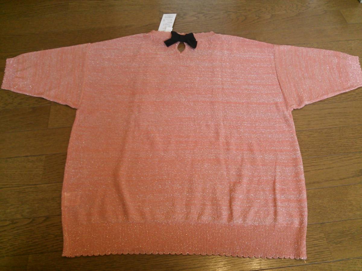 * orange lame summer sweater * back one Point ribbon *3L size *