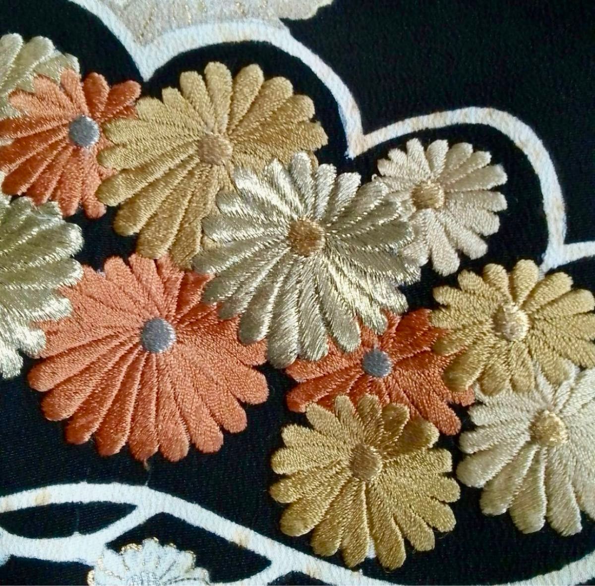 着物リメイクワンピース 留袖ドレス 刺繍菊 結婚式ワンピース 冠 着物リメイクワンピース 留袖ドレス 刺繍菊 結婚式ワンピース 冠