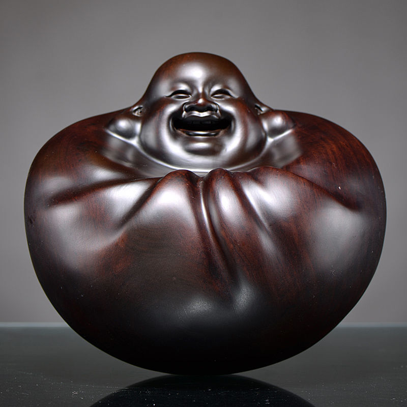 新入荷 東洋彫刻 仏像 黒檀木 木彫り弥勒仏像の置物 仏教工芸品 約8cm