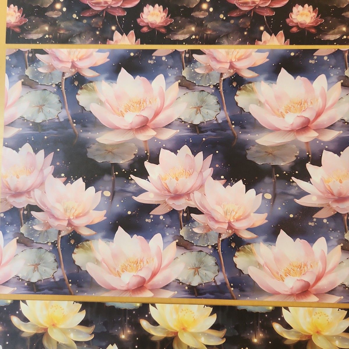 ♡睡蓮♡様•*¨*•.¸♬︎リクエストおすそ分けデザインペーパー&素材 デザインペーパー おすそ分け shachi様 睡蓮3種類×5枚 合計15枚