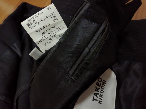 kkyj2979 ■ TAKEO KIKUCHI ■ タケオキクチ テーラードジャケット シングル 3つボタン ストライプ 黒 2 M_画像10
