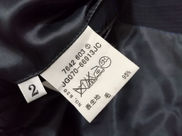 kkyj2979 ■ TAKEO KIKUCHI ■ タケオキクチ テーラードジャケット シングル 3つボタン ストライプ 黒 2 M_画像9