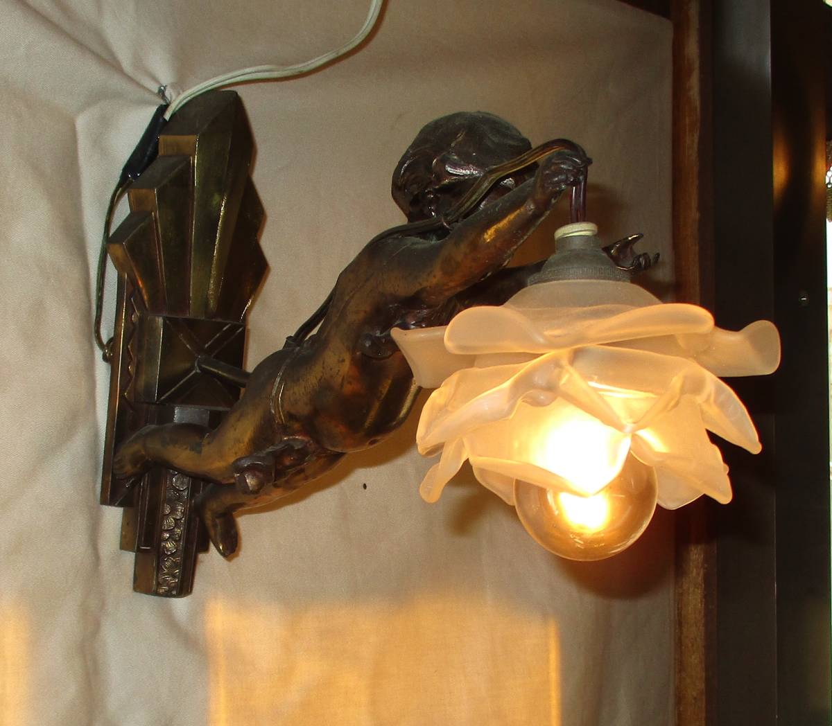 ☆ アンテイーク エンゼル壁燈 フランス製 １９３０年頃