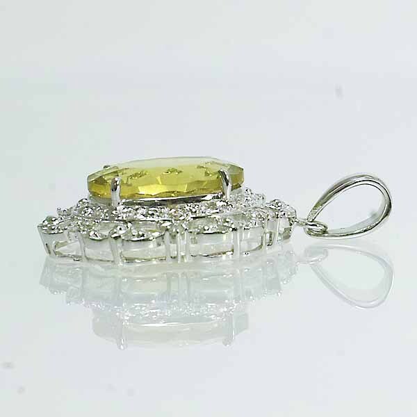 {SALE} quartz 7.88ct ( lighting ) diamond 0.43ct 18 gold white gold K18WG pendant top 