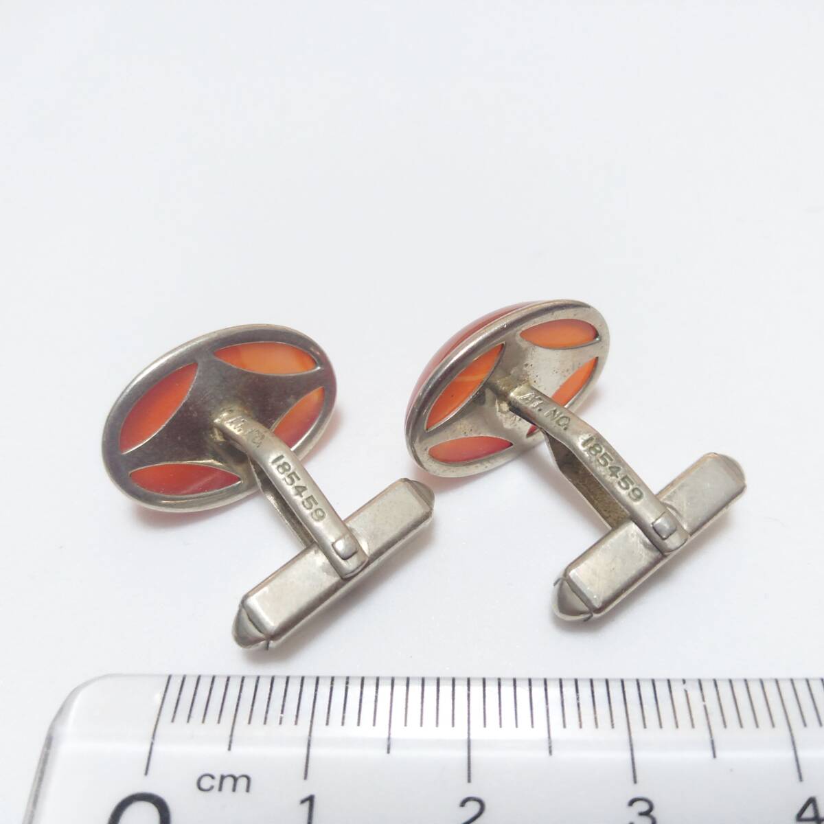 ◆CF79/カフリンクス/カフスボタン/シルバー/レバー式/スウィヴル式 装飾 刻印入り ラインストーン レッド アクセサリー 送料無料_画像4