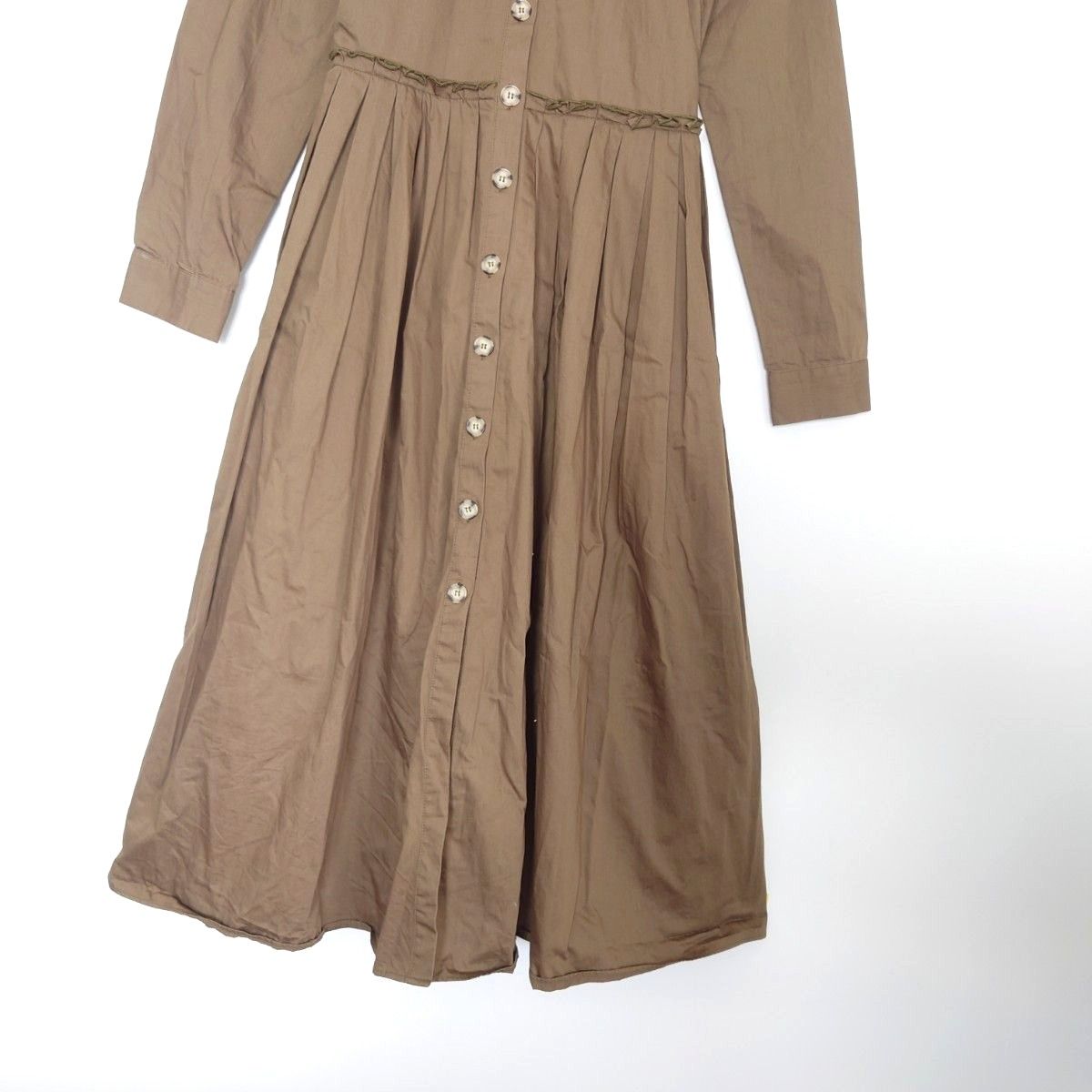 ZARA ザラ フレア ロングシャツワンピース M プリーツ カーキ ZARA ザラ フレア ロングシャツワンピース M プリーツ カーキ